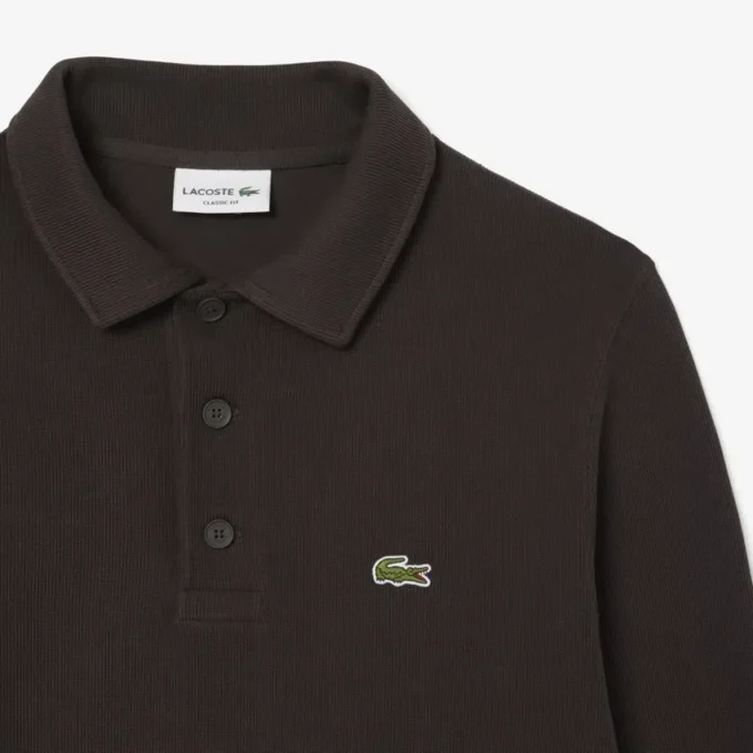 Herrsweatshirt i ribbad bomull med polokrage Herrsweatshirt i ribbad bomull med polokrage