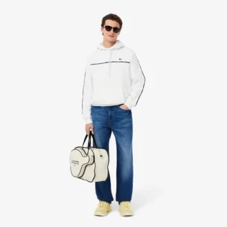 Herrsweatshirt med klassisk passform, logotyp och ränder