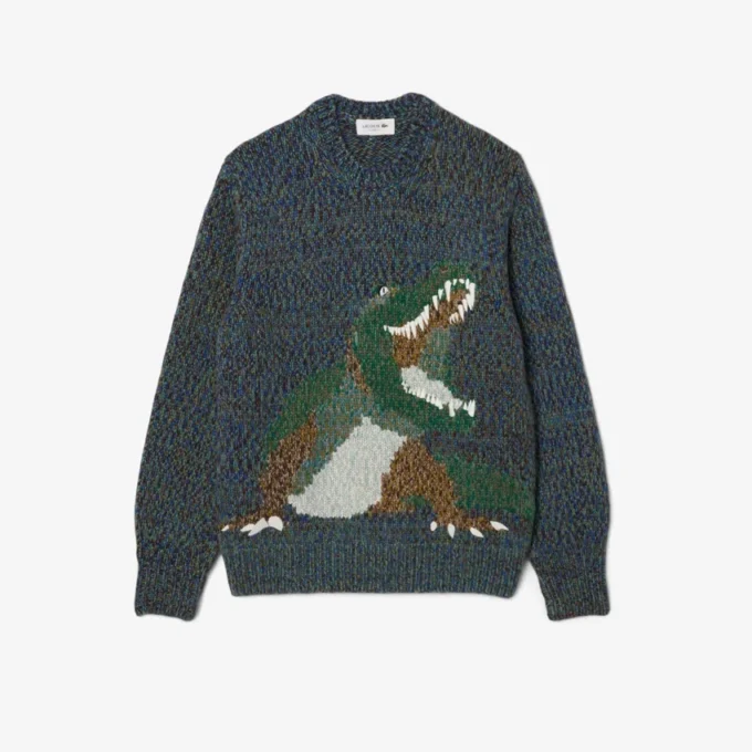 Herrtröja i intarsia med krokodil Herrtröja i intarsia med krokodil