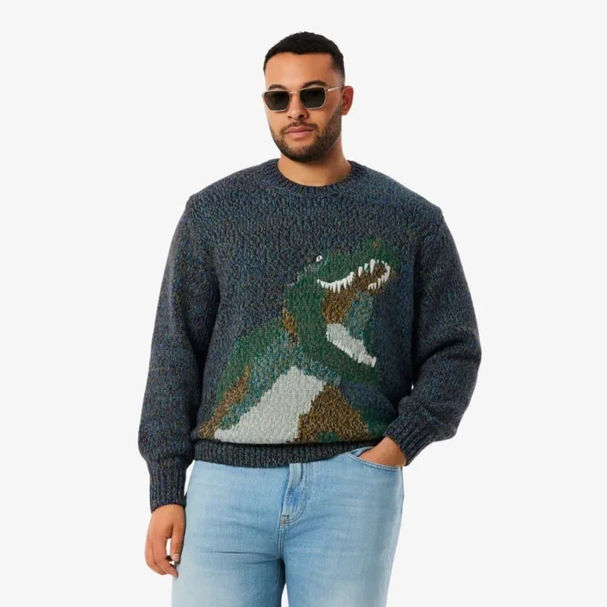 Herrtröja i intarsia med krokodil Herrtröja i intarsia med krokodil