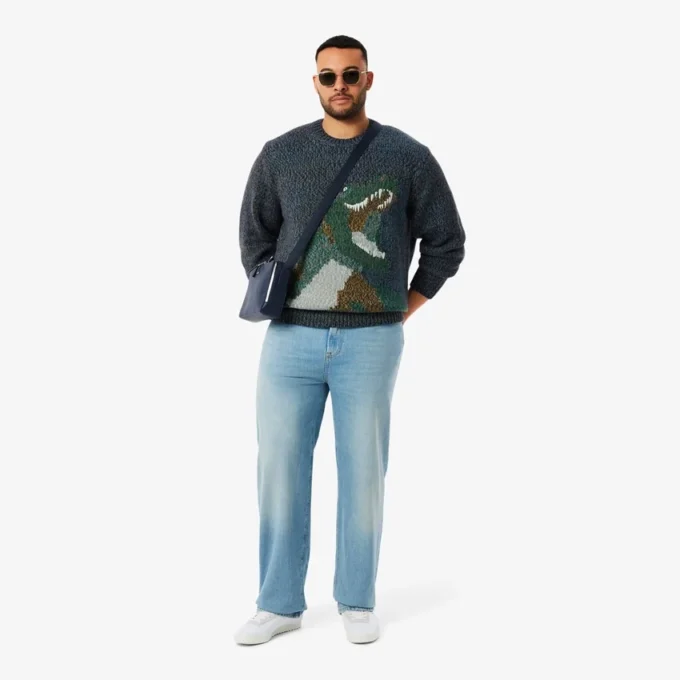 Herrtröja i intarsia med krokodil Herrtröja i intarsia med krokodil
