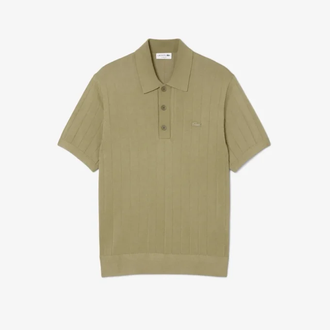 Herrtröja i mjuk ribbad stickning med polokrage Herrtröja i mjuk ribbad stickning med polokrage
