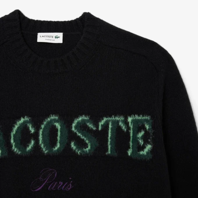 Herrtröja i ull med intarsia-mönster Herrtröja i ull med intarsia-mönster