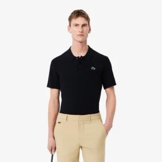 Herrtröja med korta ärmar, polokrage och golfmönster