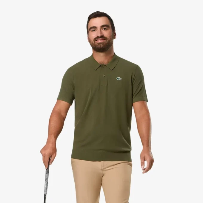 Herrtröja med korta ärmar, polokrage och golfmönster Herrtröja med korta ärmar, polokrage och golfmönster
