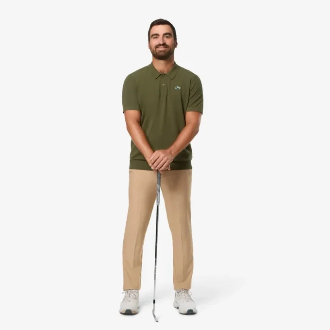 Herrtröja med korta ärmar, polokrage och golfmönster Herrtröja med korta ärmar, polokrage och golfmönster