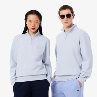 Höghalsad sweatshirt med dragkedja och prägling