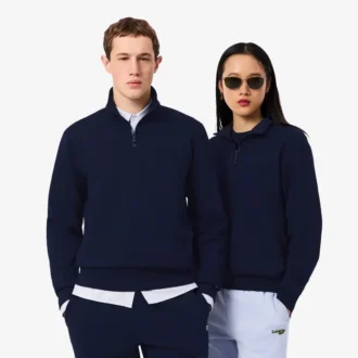 Höghalsad sweatshirt med dragkedja och prägling