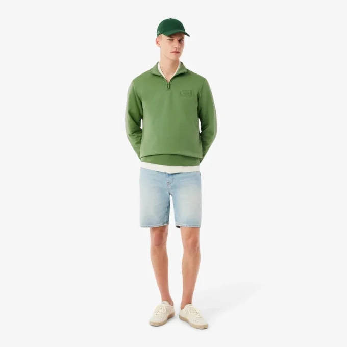 Höghalsad sweatshirt med dragkedja och prägling