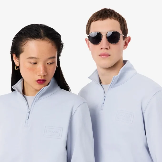 Höghalsad sweatshirt med dragkedja och prägling