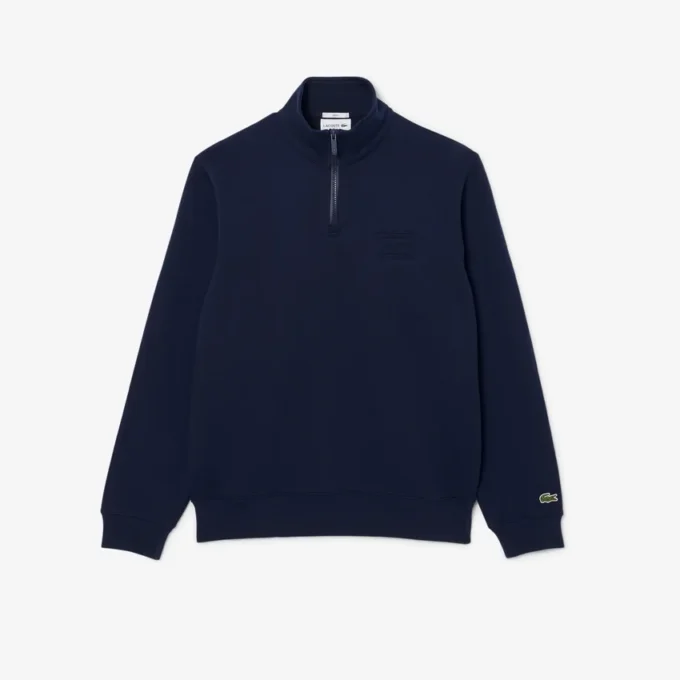 Höghalsad sweatshirt med dragkedja och prägling