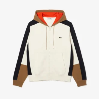 Hoodie med dragkedja och färgblock för herr