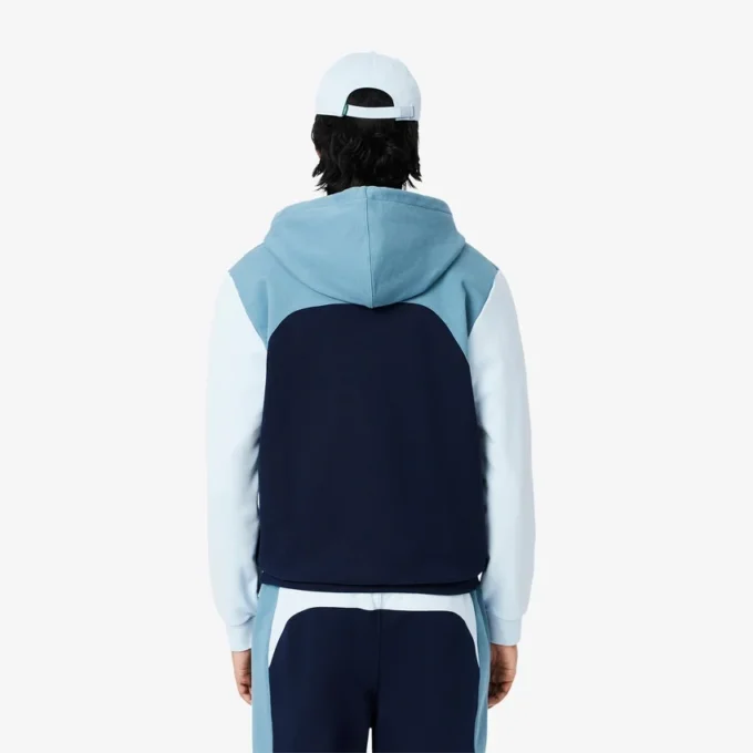 Hoodie med dragkedja och färgblock för herr