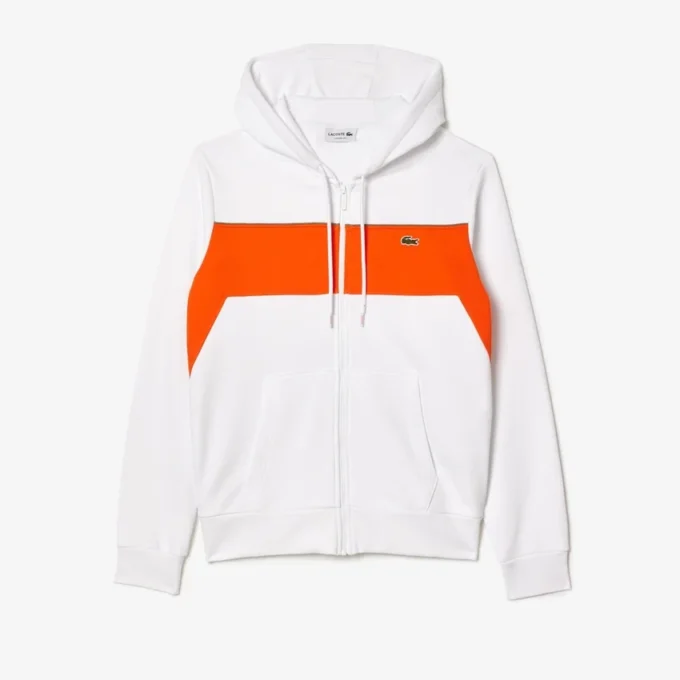 Hoodie med dragkedja och färgblock för herr