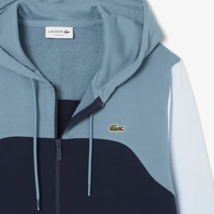 Hoodie med dragkedja och färgblock för herr