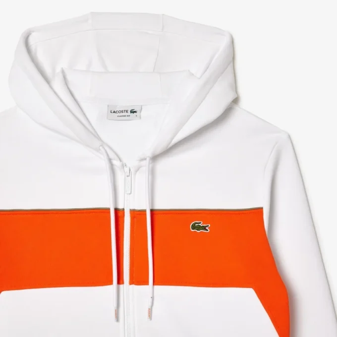 Hoodie med dragkedja och färgblock för herr