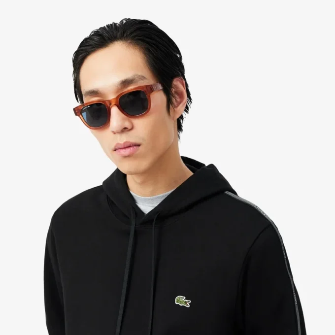 Hoodie med logostripe och dragkedja