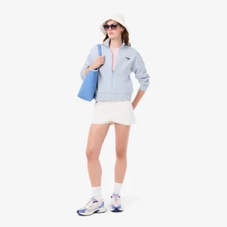 Huvsweatshirt med dragkedja och logo i avslappnad passform
