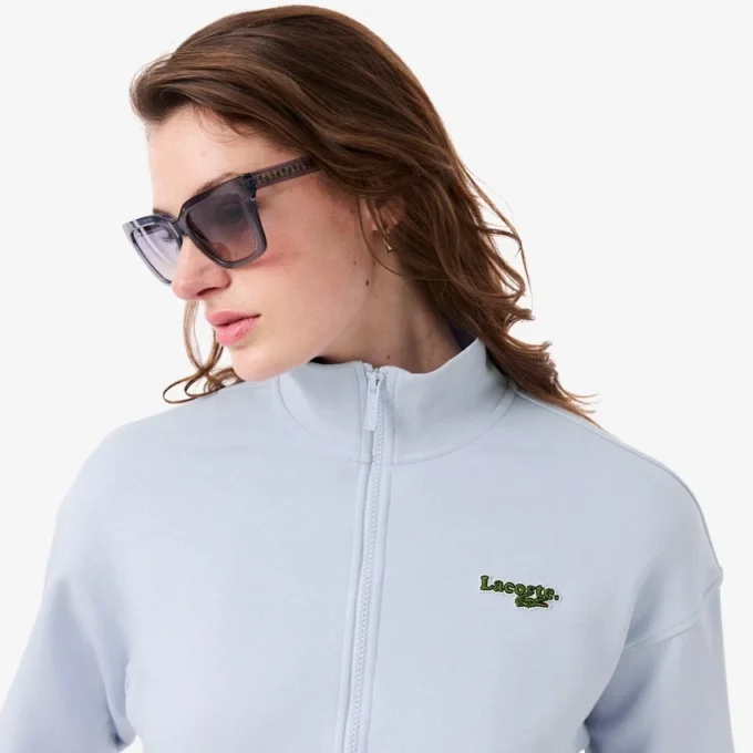 Huvsweatshirt med dragkedja och logo i avslappnad passform Huvsweatshirt med dragkedja och logo i avslappnad passform