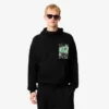 Huvtröja i fleece med tryck för herr