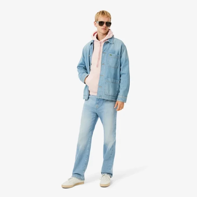 Huvtröja i fleece med tryck för herr
