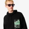 Huvtröja i fleece med tryck för herr