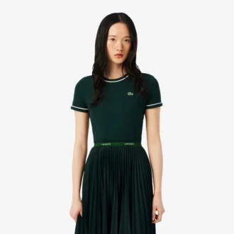 Jersey-T-shirt med kontrastkant för dam