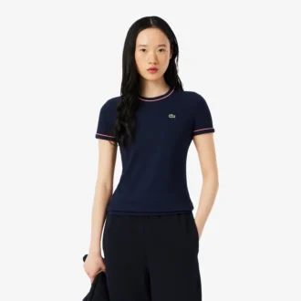 Jersey-T-shirt med kontrastkant för dam