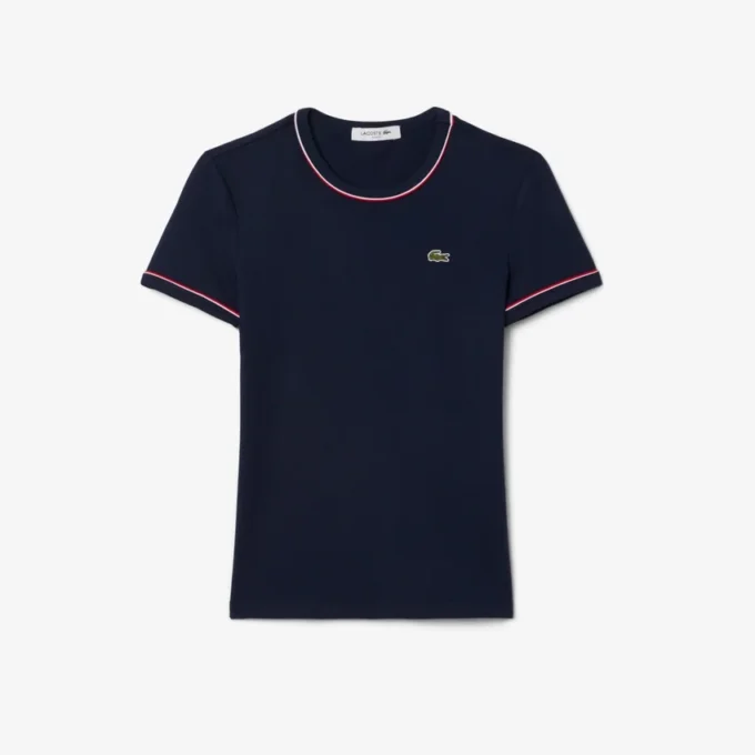 Jersey-T-shirt med kontrastkant för dam