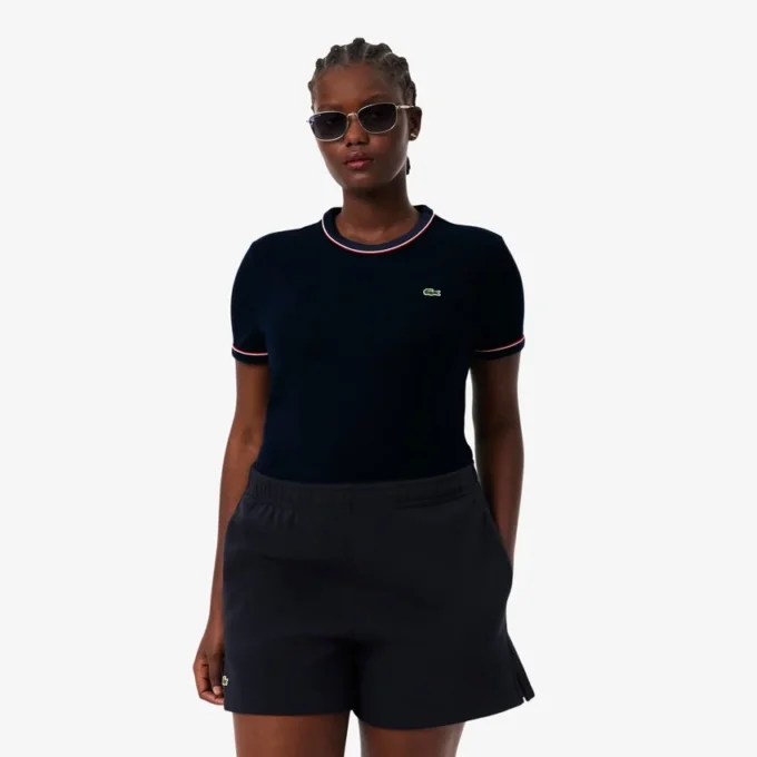 Jersey-T-shirt med kontrastkant för dam