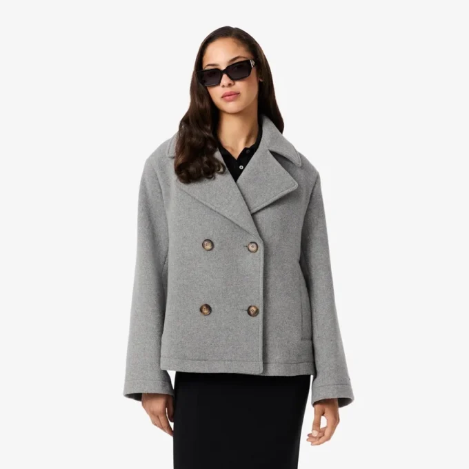 Kort oversized peacoat i ullblandning för dam Kort oversized peacoat i ullblandning för dam