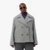 Kort oversized peacoat i ullblandning för dam Kort oversized peacoat i ullblandning för dam