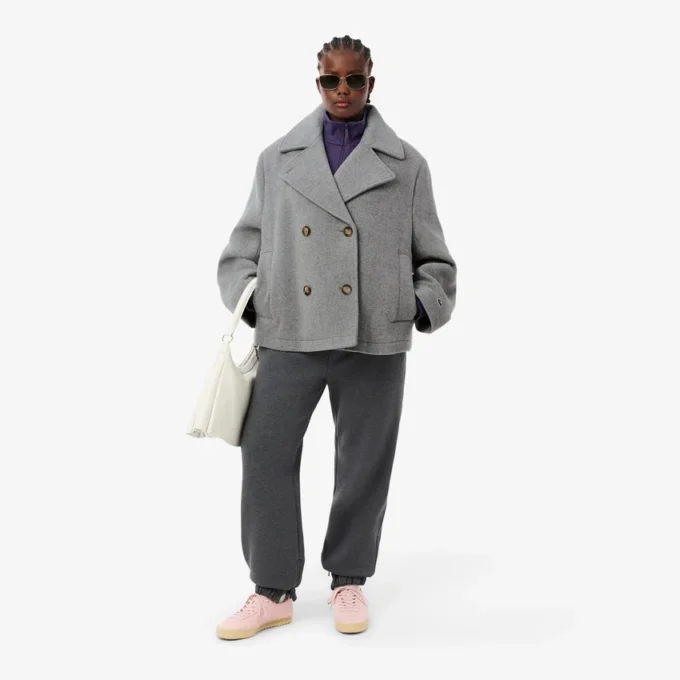 Kort oversized peacoat i ullblandning för dam Kort oversized peacoat i ullblandning för dam