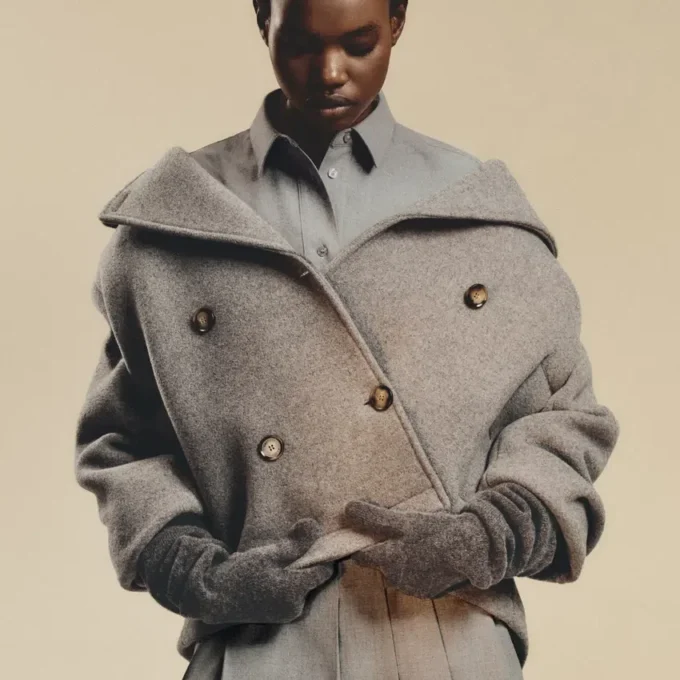 Kort oversized peacoat i ullblandning för dam Kort oversized peacoat i ullblandning för dam