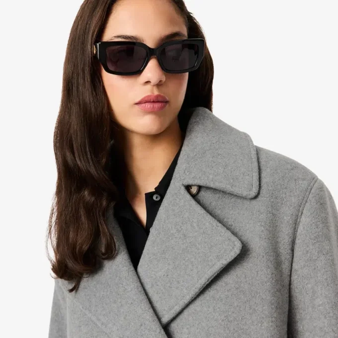 Kort oversized peacoat i ullblandning för dam Kort oversized peacoat i ullblandning för dam