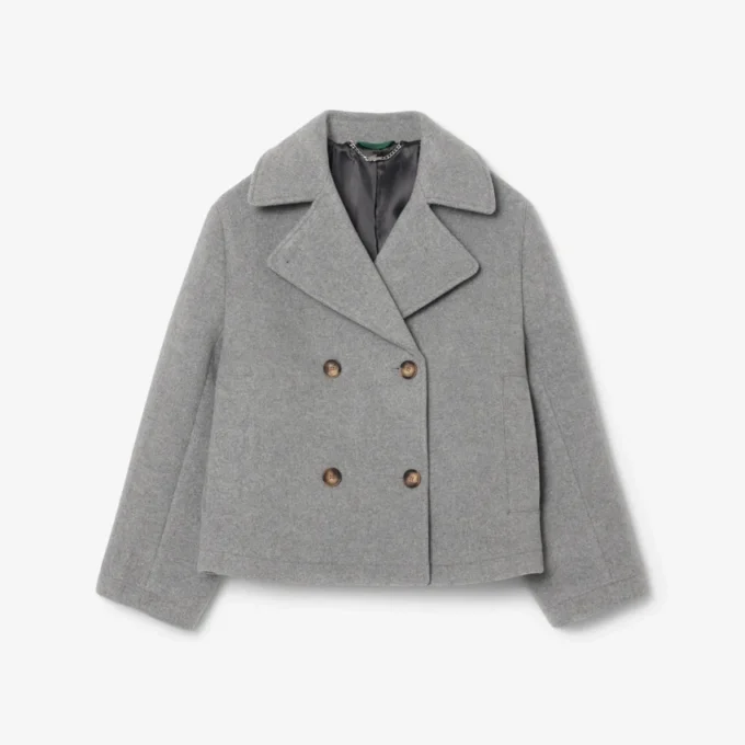 Kort oversized peacoat i ullblandning för dam Kort oversized peacoat i ullblandning för dam