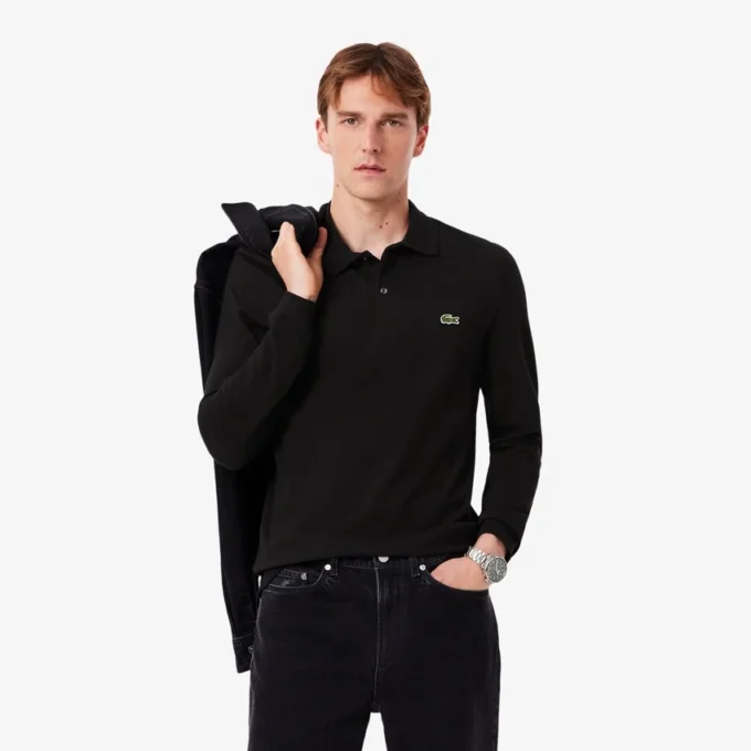 L.12.12 långärmad pikétröja i slim fit för herr L.12.12 långärmad pikétröja i slim fit för herr