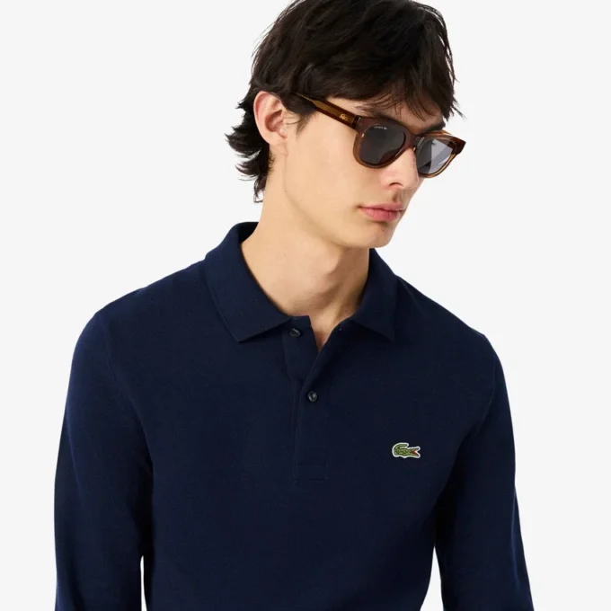 L.12.12 långärmad pikétröja i slim fit för herr L.12.12 långärmad pikétröja i slim fit för herr