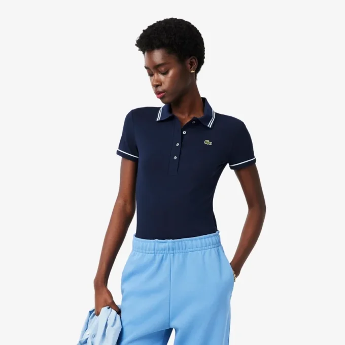 L.12.D Slim Fit Pikétröja med detaljer för dam