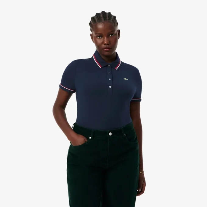 L.12.D Slim Fit Pikétröja med detaljer för dam