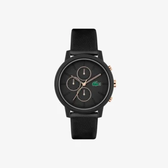 Lacoste.12.12 Chrono-klocka i svart och neje-guld, silikon