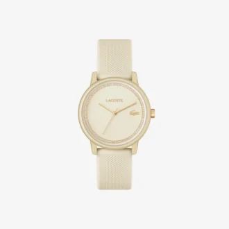 Lacoste.12.12 Go 3-visare champagnefärgad silikonklocka