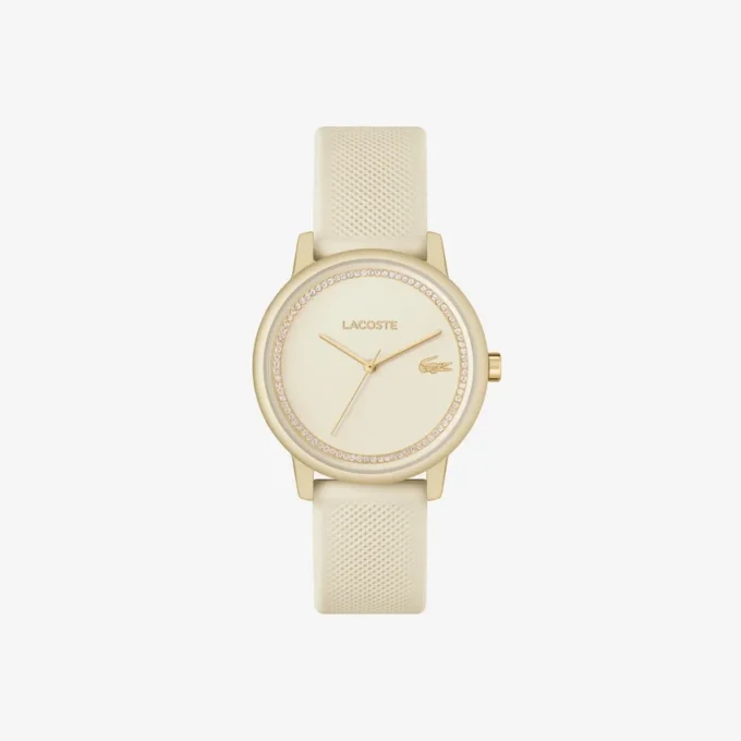 Lacoste.12.12 Go 3-visare champagnefärgad silikonklocka