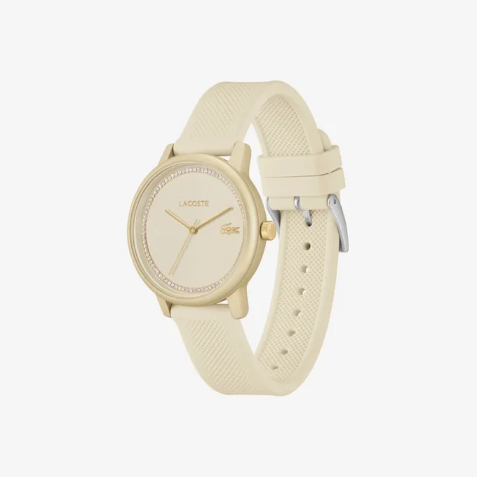 Lacoste.12.12 Go 3-visare champagnefärgad silikonklocka