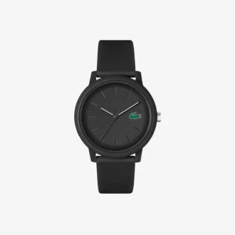 Lacoste.12.12 klocka med svart silikonarmband