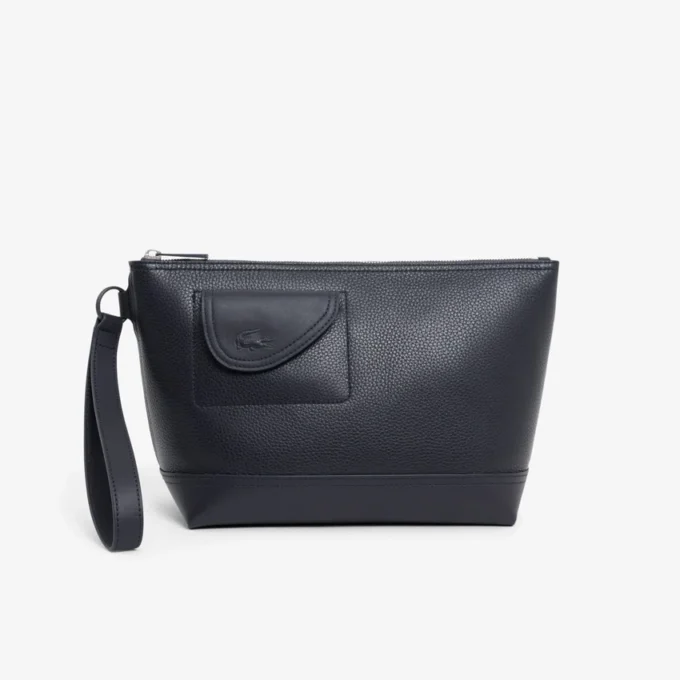 Lacoste Club-clutch i kornigt läder