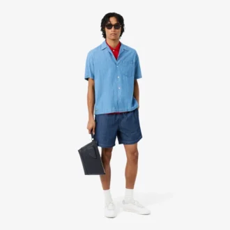 Lacoste Club-clutch i kornigt läder