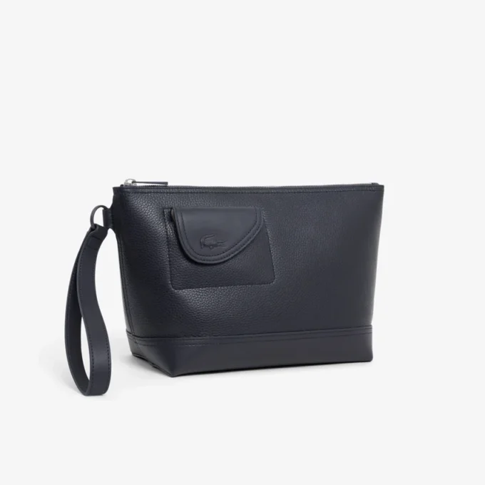 Lacoste Club-clutch i kornigt läder