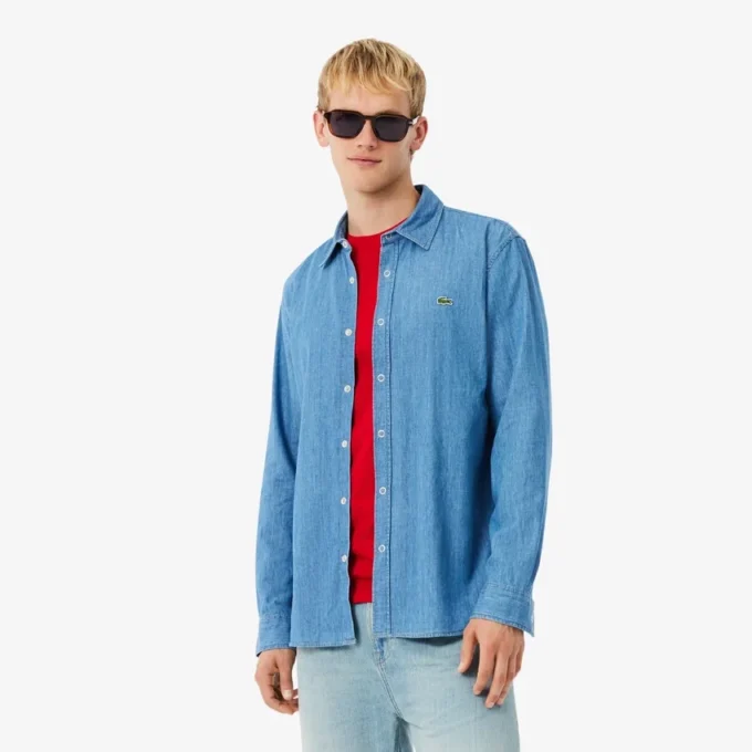 Lätt denimskjorta för män med normal passform