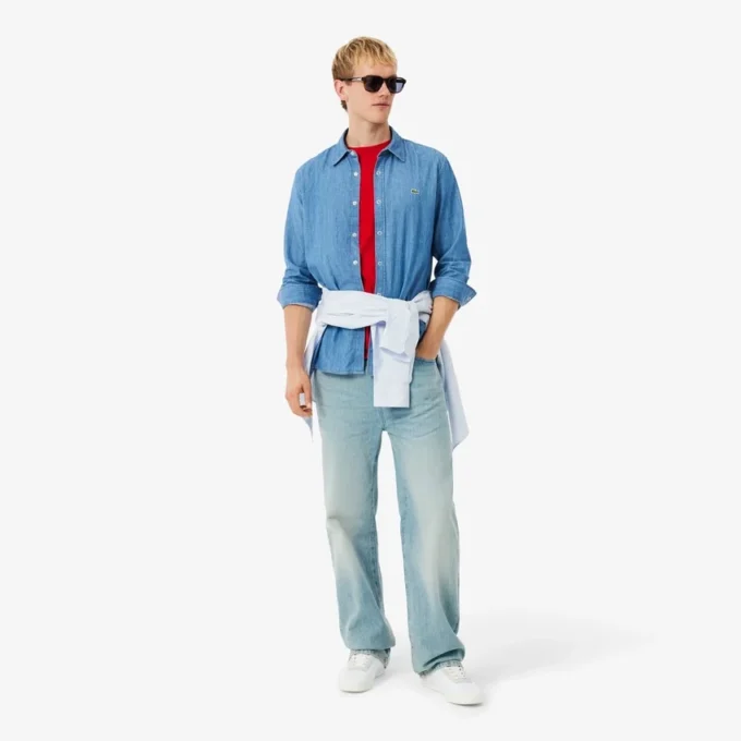 Lätt denimskjorta för män med normal passform